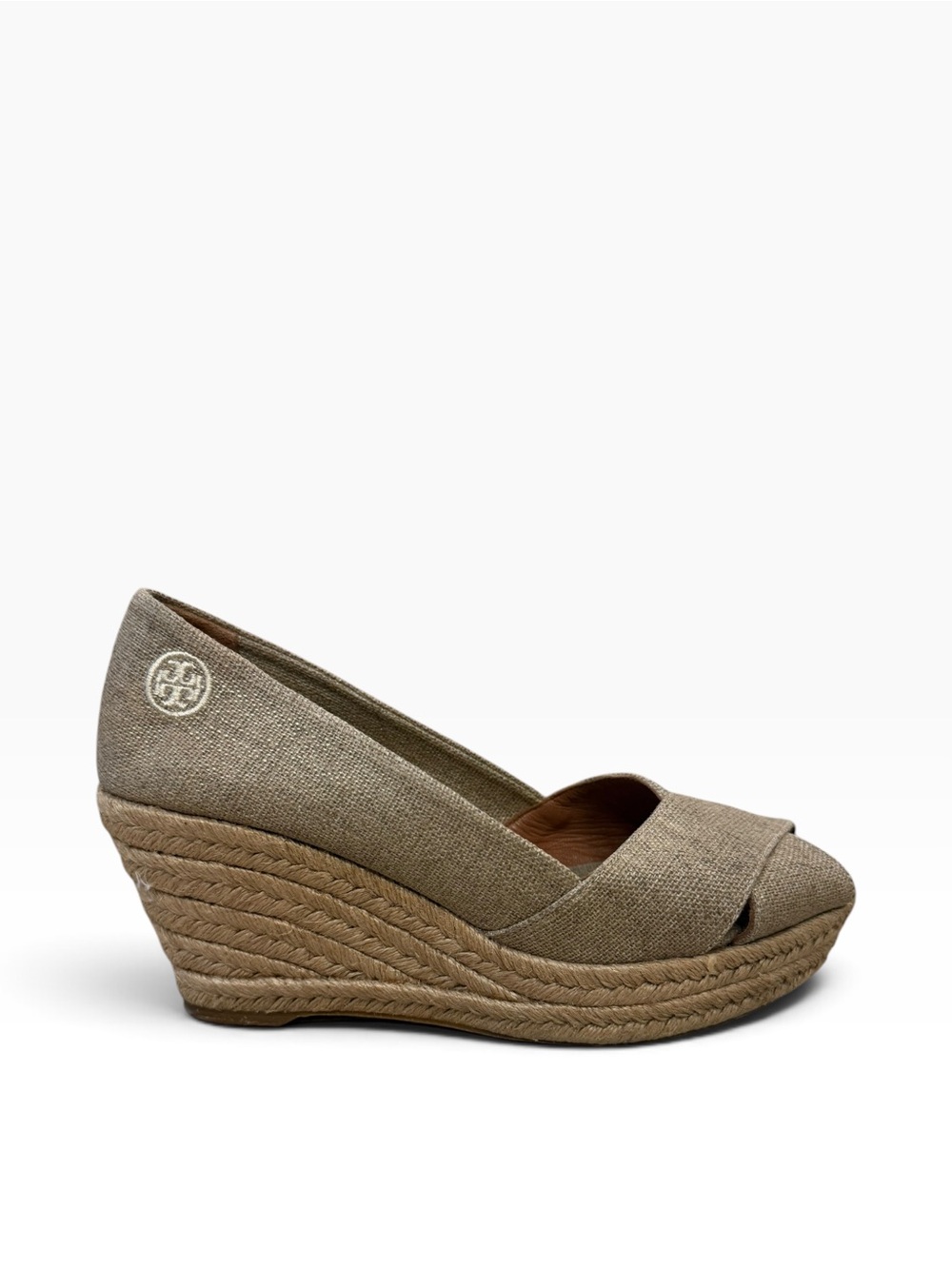 Tory Burch Majorca Metallic Gold Espadrille Wedge Heels Size 8